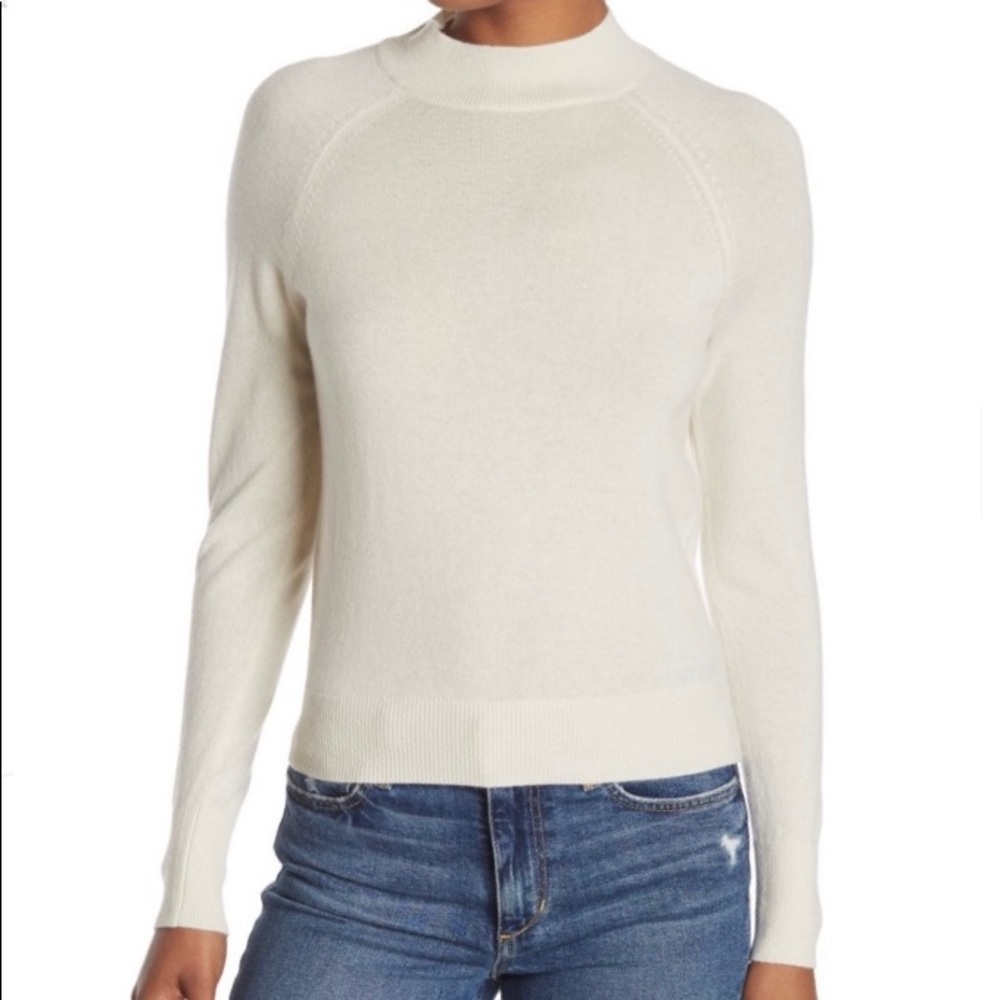 Everlane Cashmere Sweater, Mock Neck, Off White, Classic Soft 100% Cashmere NWT